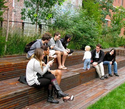 stadium-style teak benches